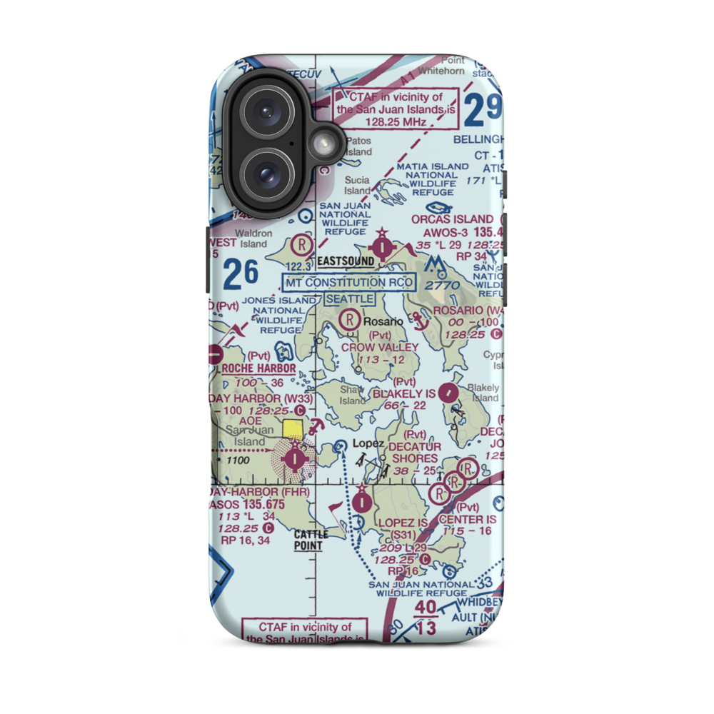 Clam Harbor Airport (WA35) VFR Sectional  Tough iPhone Case iPhone 16 Plus model shown