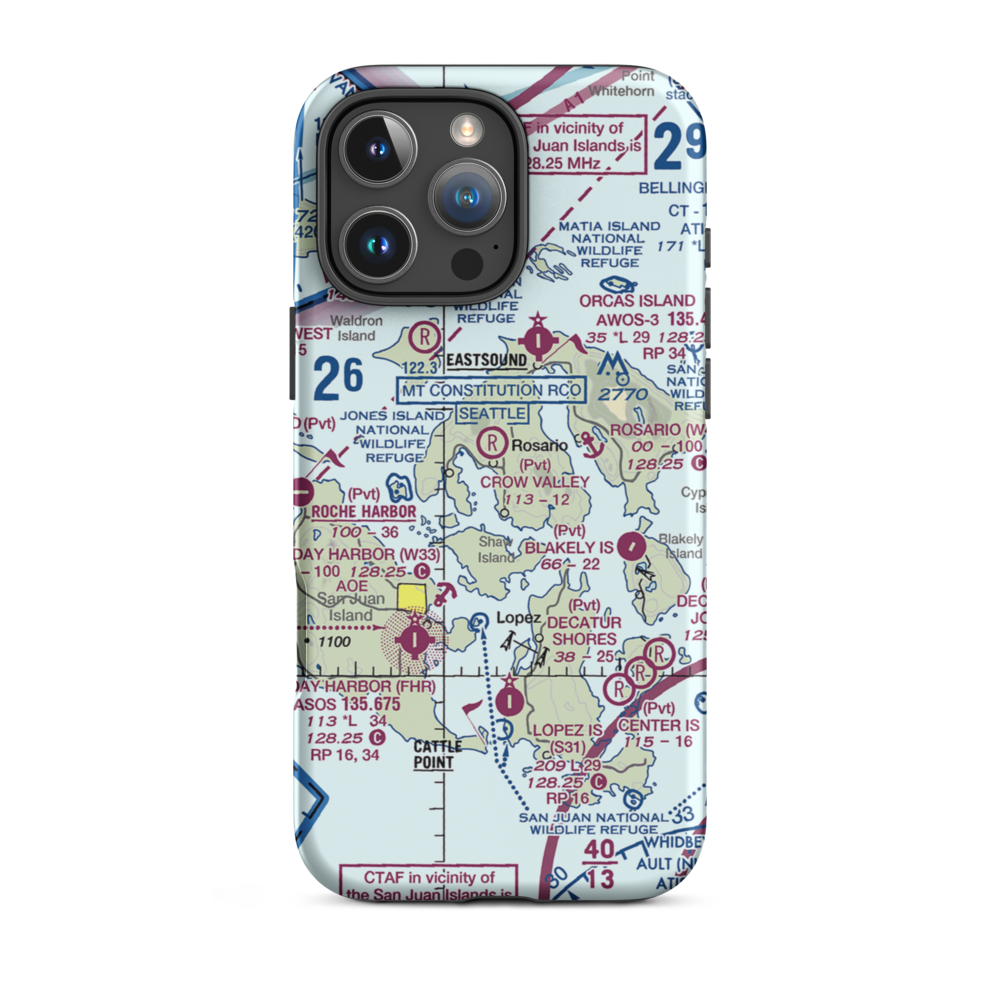 Clam Harbor Airport (WA35) VFR Sectional  Tough iPhone Case iPhone 16 Pro Max model shown