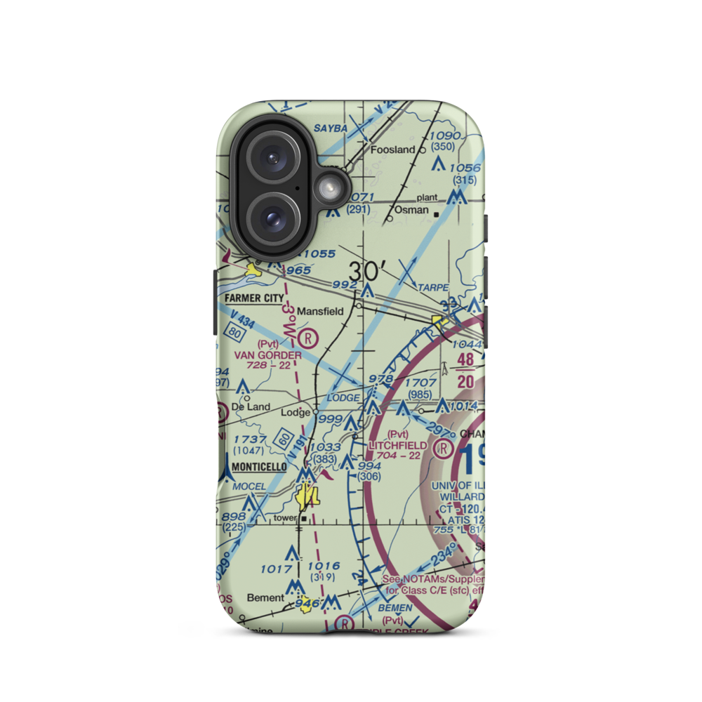 Clapper Airport (53IL) VFR Sectional  Tough iPhone Case iPhone 16 model shown