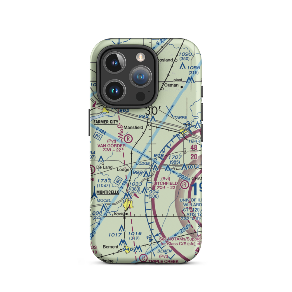 Clapper Airport (53IL) VFR Sectional  Tough iPhone Case iPhone 16 Pro model shown