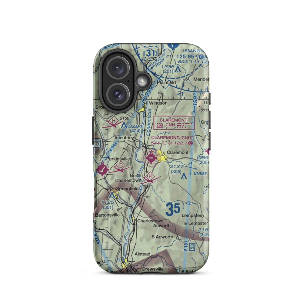 Claremont Municipal Airport (CNH) VFR Sectional  Tough iPhone Case iPhone 16 model shown