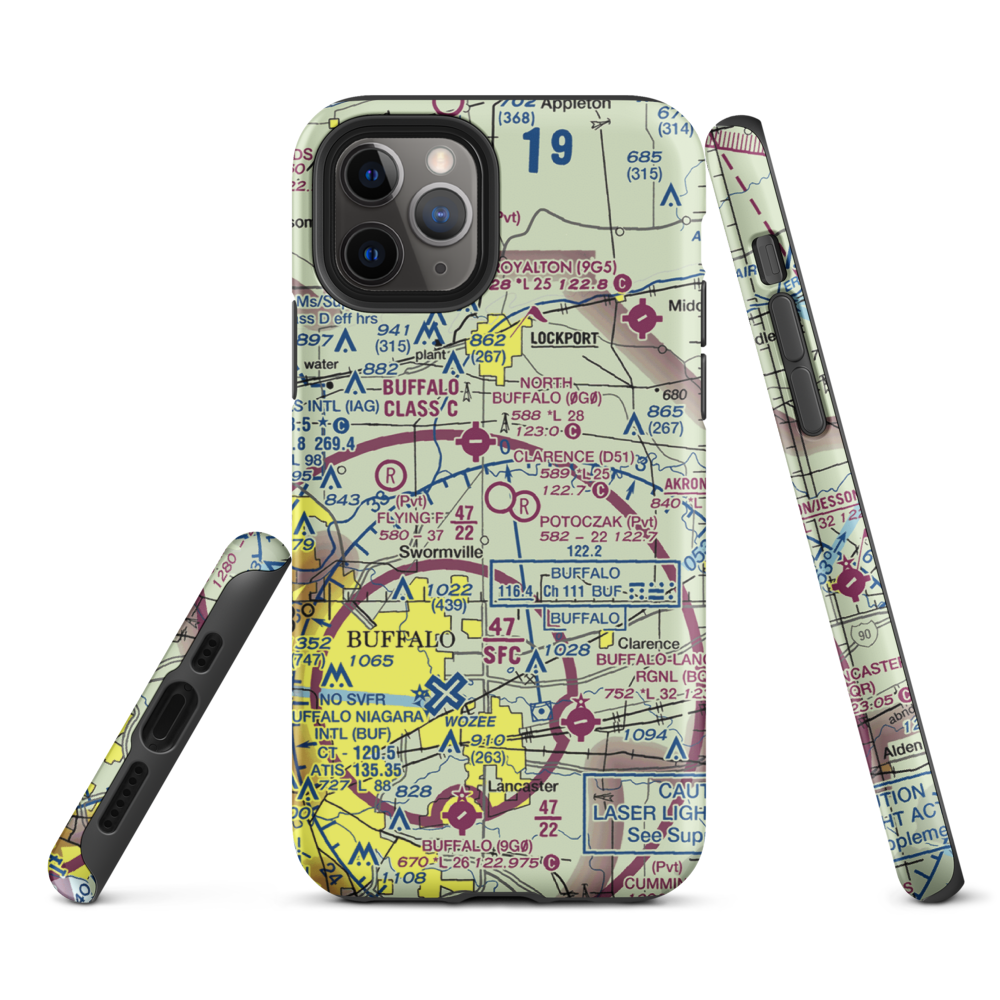 Clarence Aerodrome (D51) VFR Sectional  Tough iPhone Case iPhone 11 Pro model shown