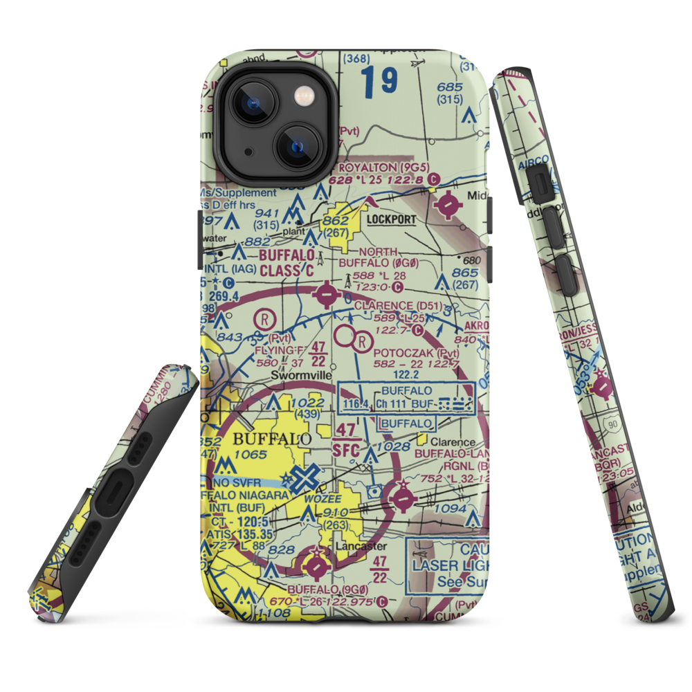 Clarence Aerodrome (D51) VFR Sectional  Tough iPhone Case iPhone 14 Plus model shown
