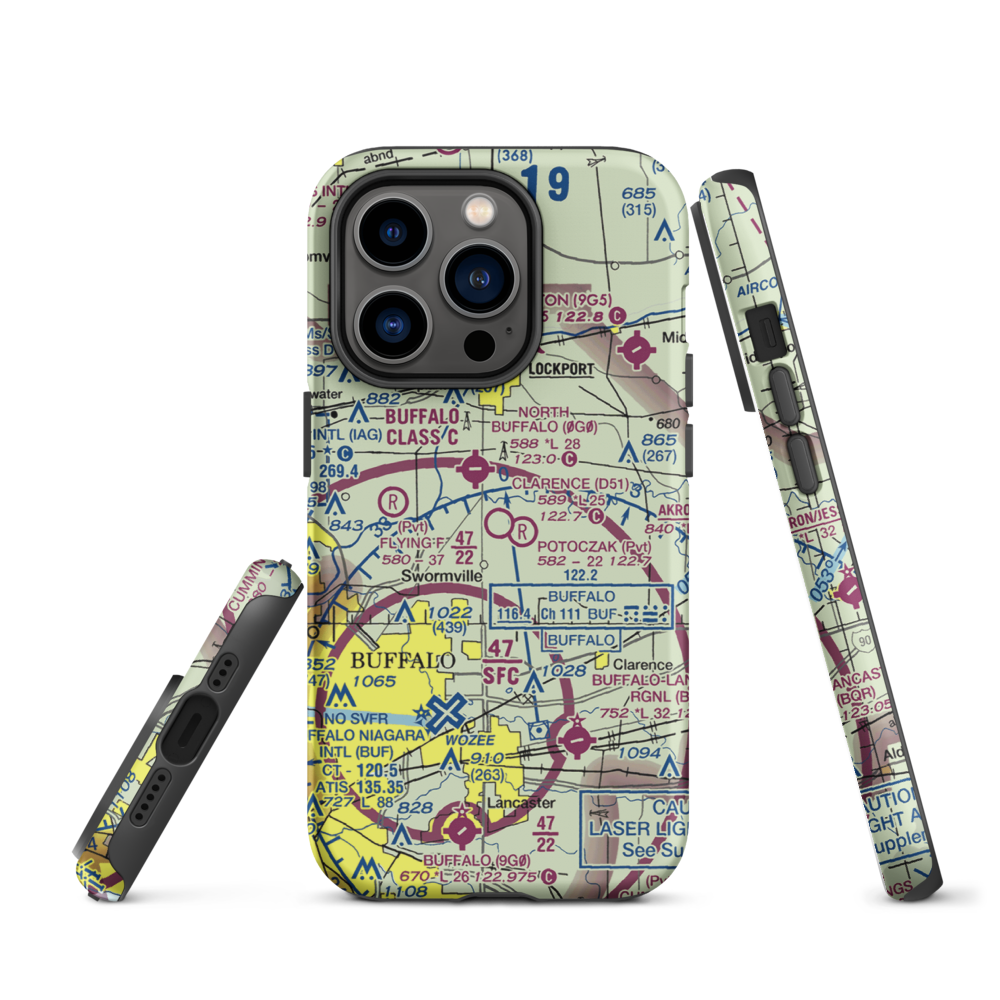 Clarence Aerodrome (D51) VFR Sectional  Tough iPhone Case iPhone 14 Pro model shown