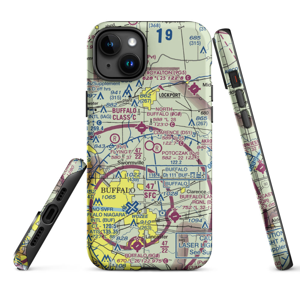 Clarence Aerodrome (D51) VFR Sectional  Tough iPhone Case iPhone 15 Plus model shown