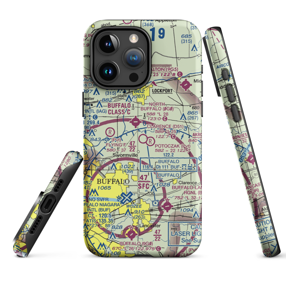 Clarence Aerodrome (D51) VFR Sectional  Tough iPhone Case iPhone 15 Pro Max model shown