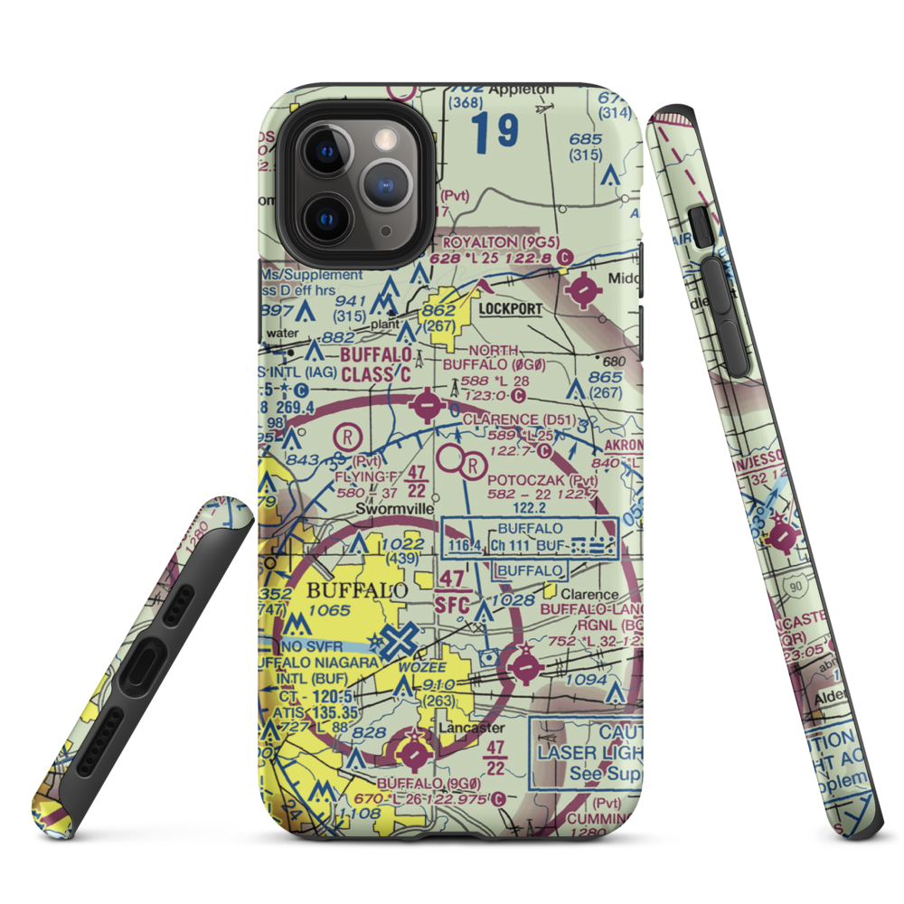 Clarence Aerodrome (D51) VFR Sectional  Tough iPhone Case iPhone 11 Pro Max model shown