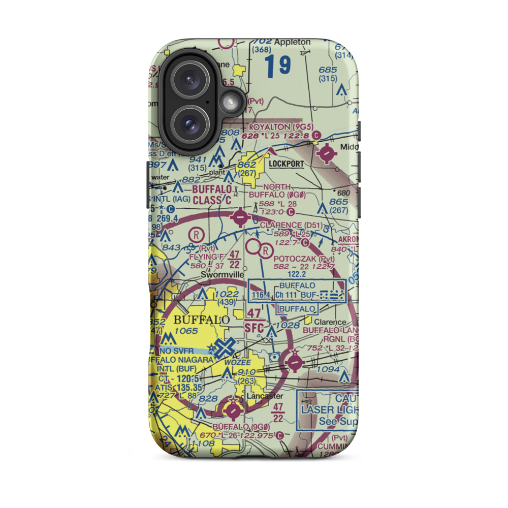 Clarence Aerodrome (D51) VFR Sectional  Tough iPhone Case iPhone 16 Plus model shown