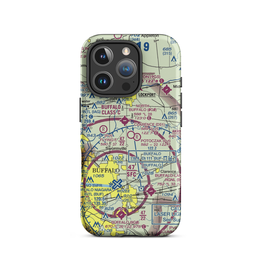 Clarence Aerodrome (D51) VFR Sectional  Tough iPhone Case iPhone 16 Pro model shown