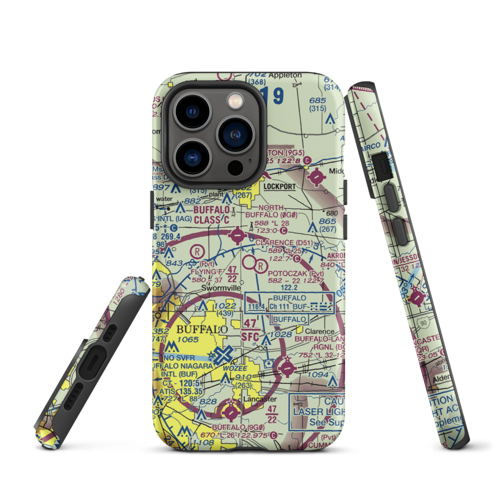 Clarence Aerodrome (D51) VFR Sectional  Tough iPhone Case iPhone 13 Pro model shown