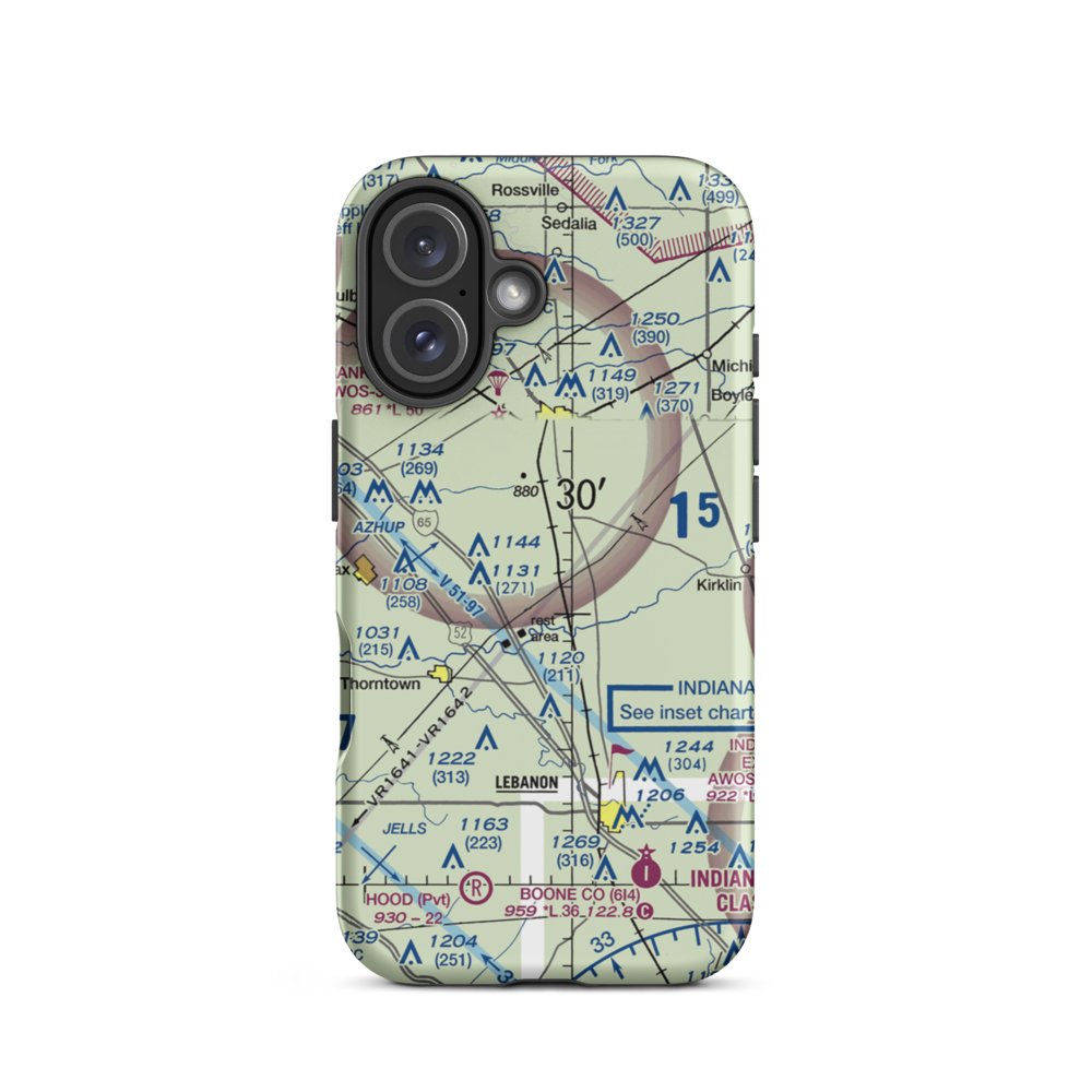 Clark Airport (19IN) VFR Sectional  Tough iPhone Case iPhone 16 model shown
