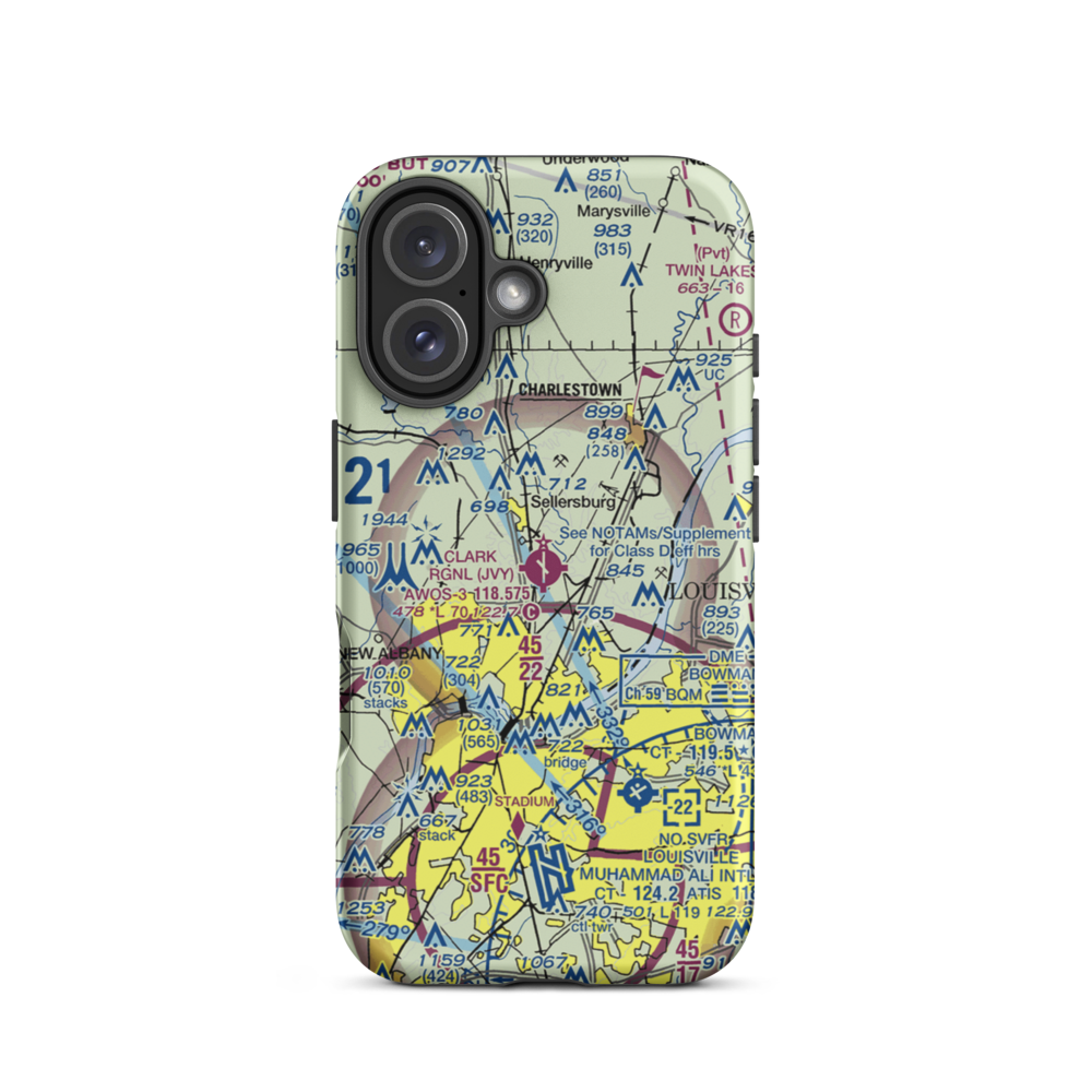 Clark Regional Airport (JVY) VFR Sectional  Tough iPhone Case iPhone 16 model shown