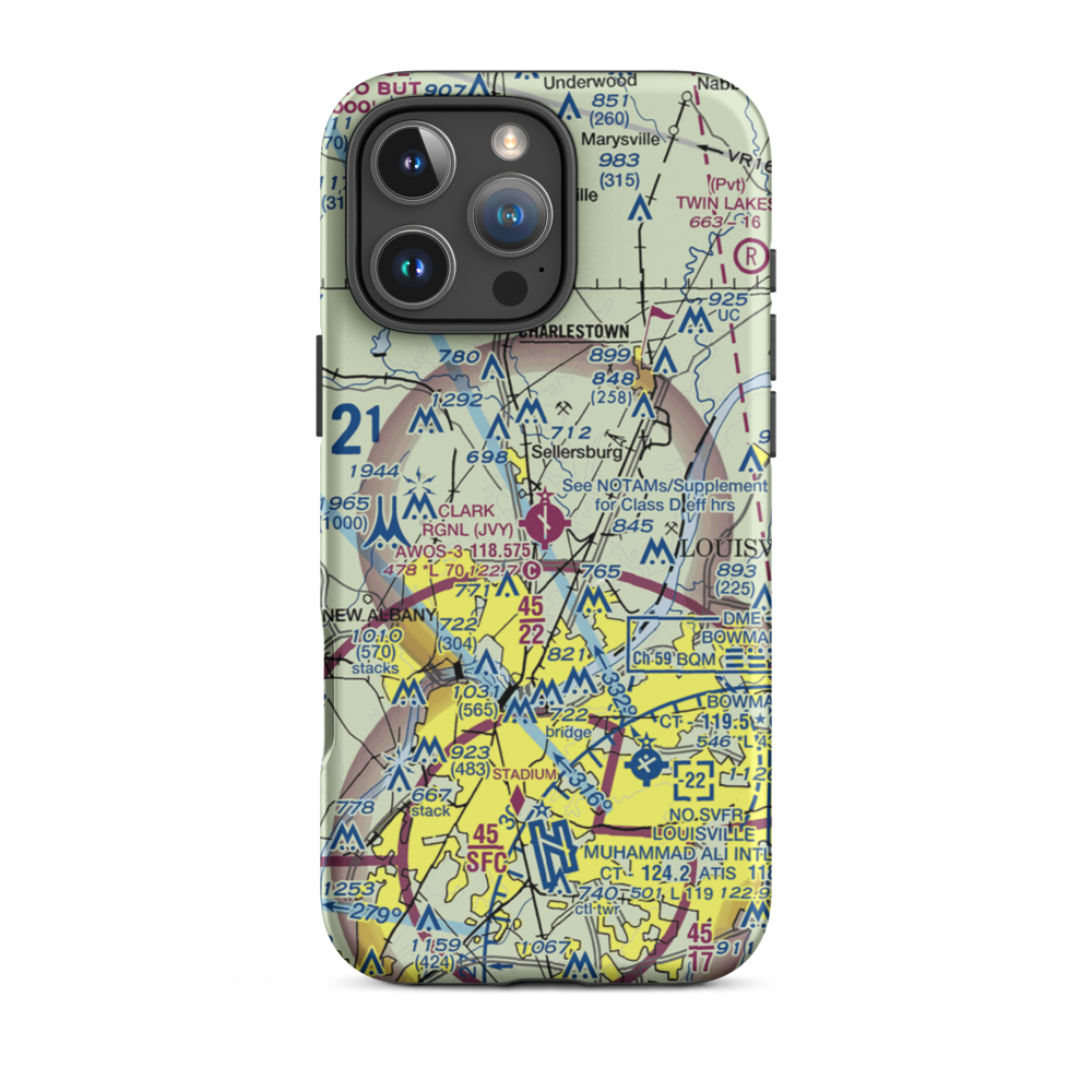 Clark Regional Airport (JVY) VFR Sectional  Tough iPhone Case iPhone 16 Pro Max model shown
