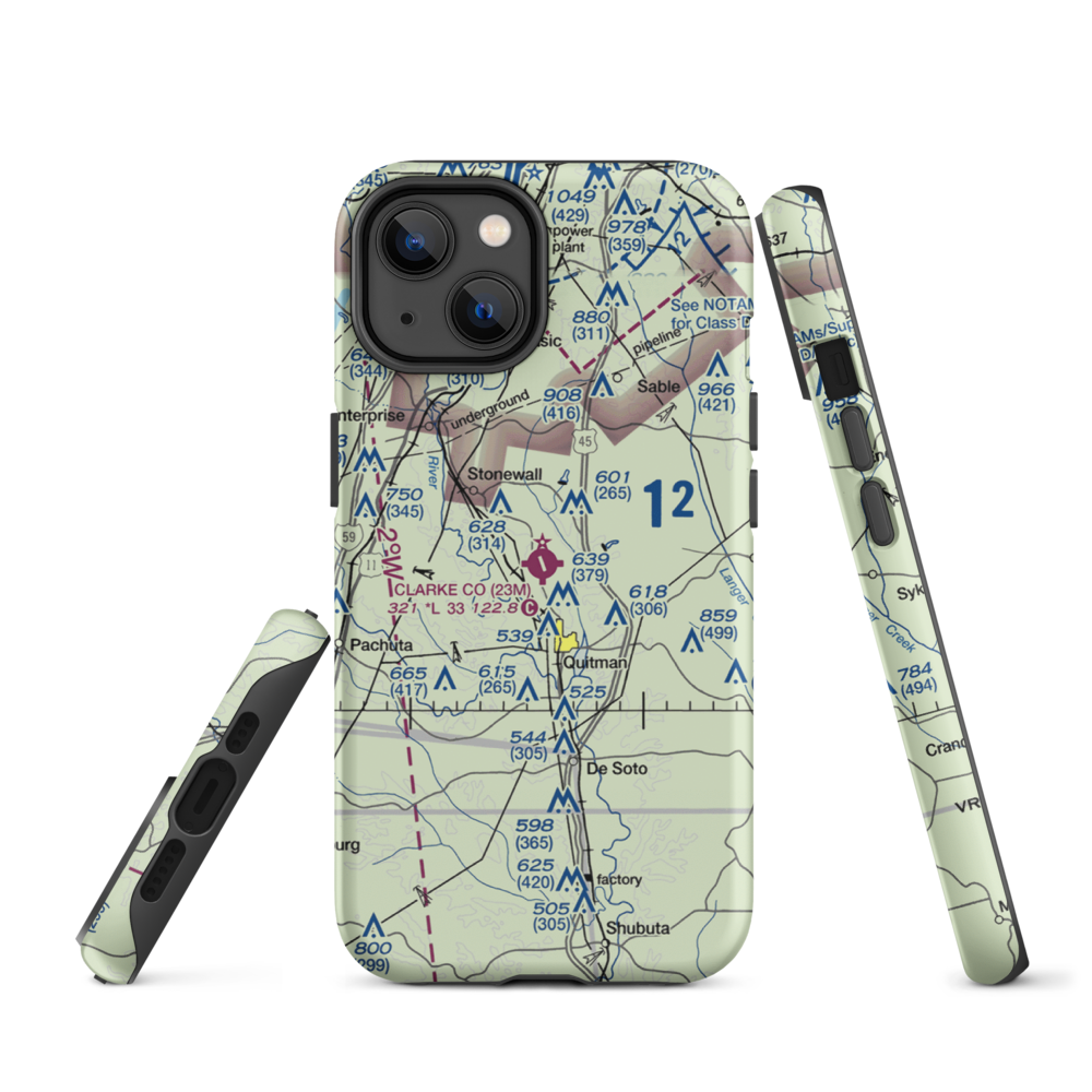 Clarke County Airport (23M) VFR Sectional  Tough iPhone Case iPhone 14 model shown