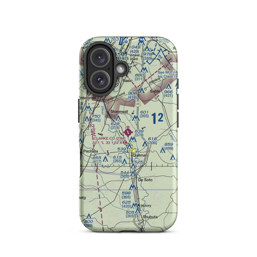 Clarke County Airport (23M) VFR Sectional  Tough iPhone Case iPhone 16 model shown