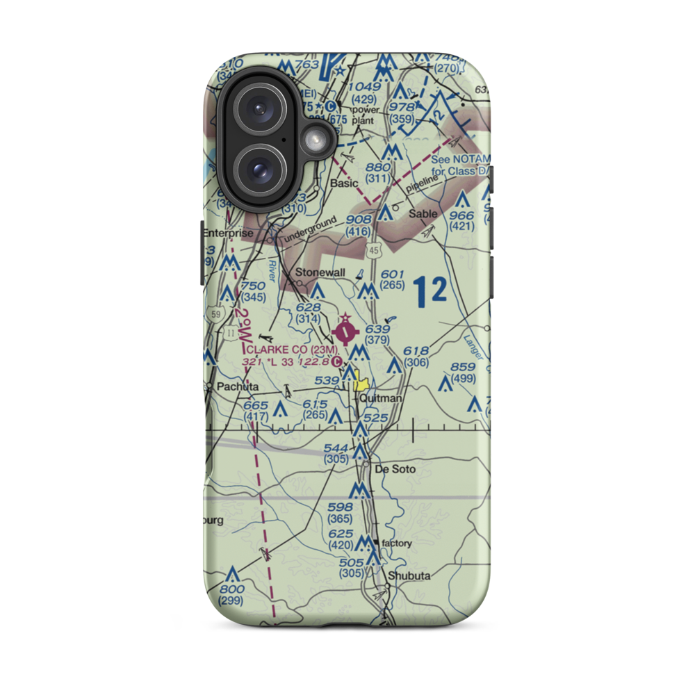 Clarke County Airport (23M) VFR Sectional  Tough iPhone Case iPhone 16 Plus model shown