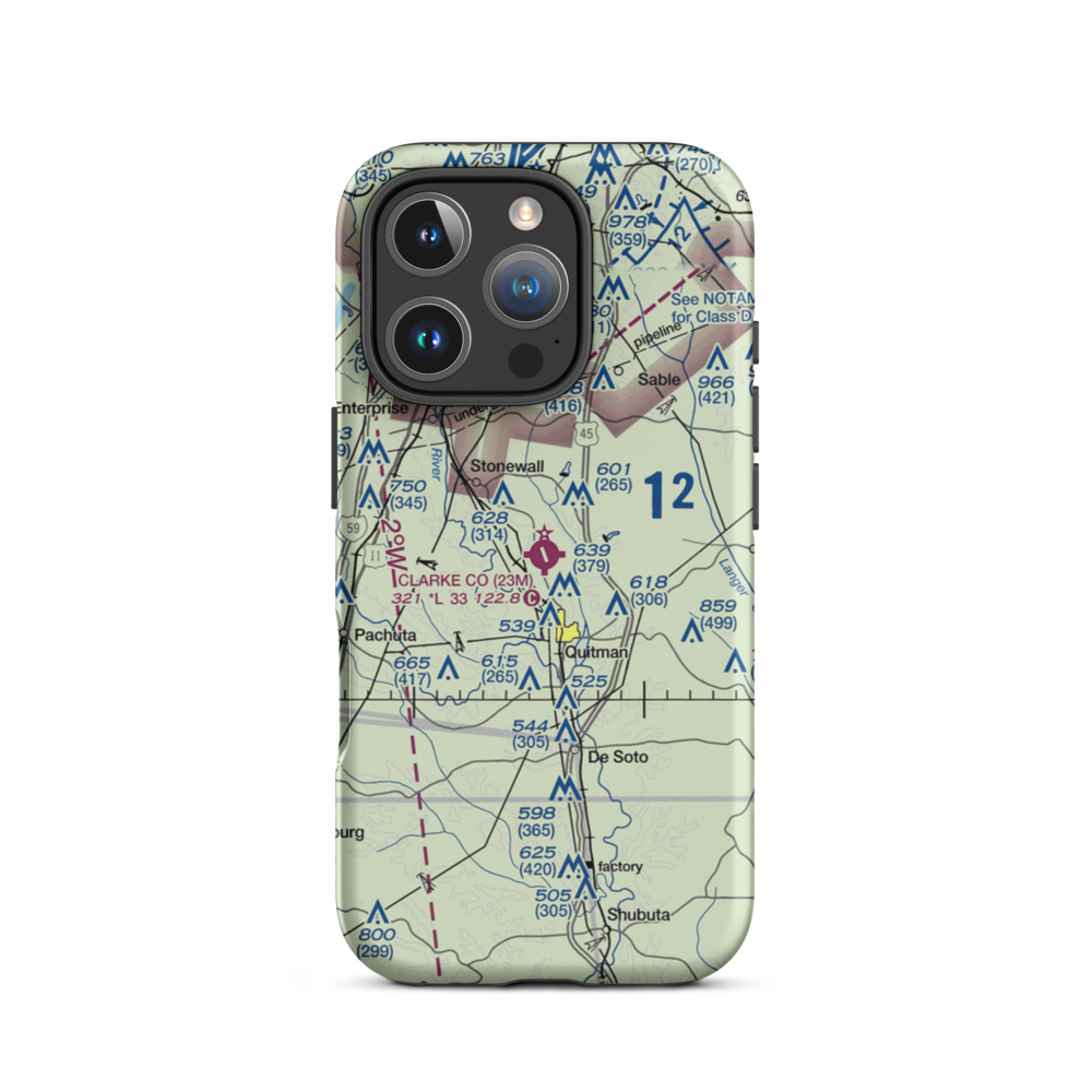Clarke County Airport (23M) VFR Sectional  Tough iPhone Case iPhone 16 Pro model shown