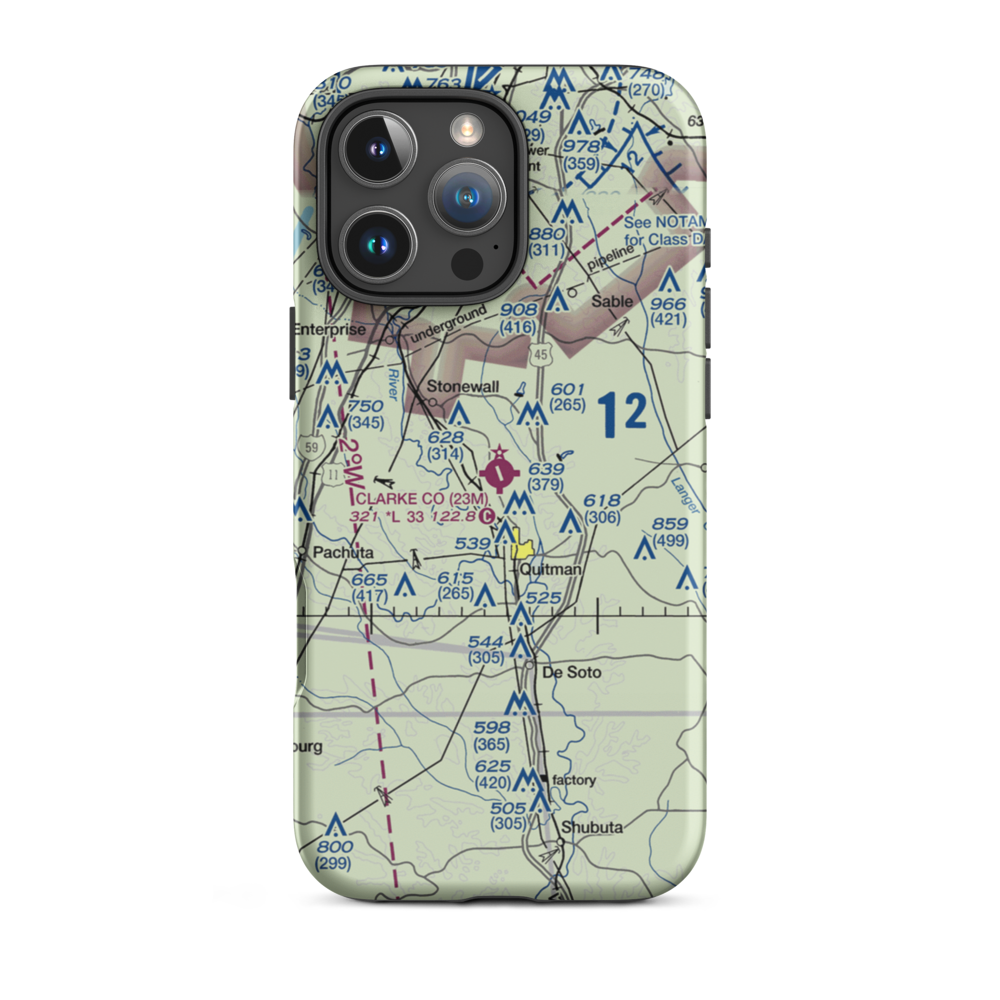 Clarke County Airport (23M) VFR Sectional  Tough iPhone Case iPhone 16 Pro Max model shown