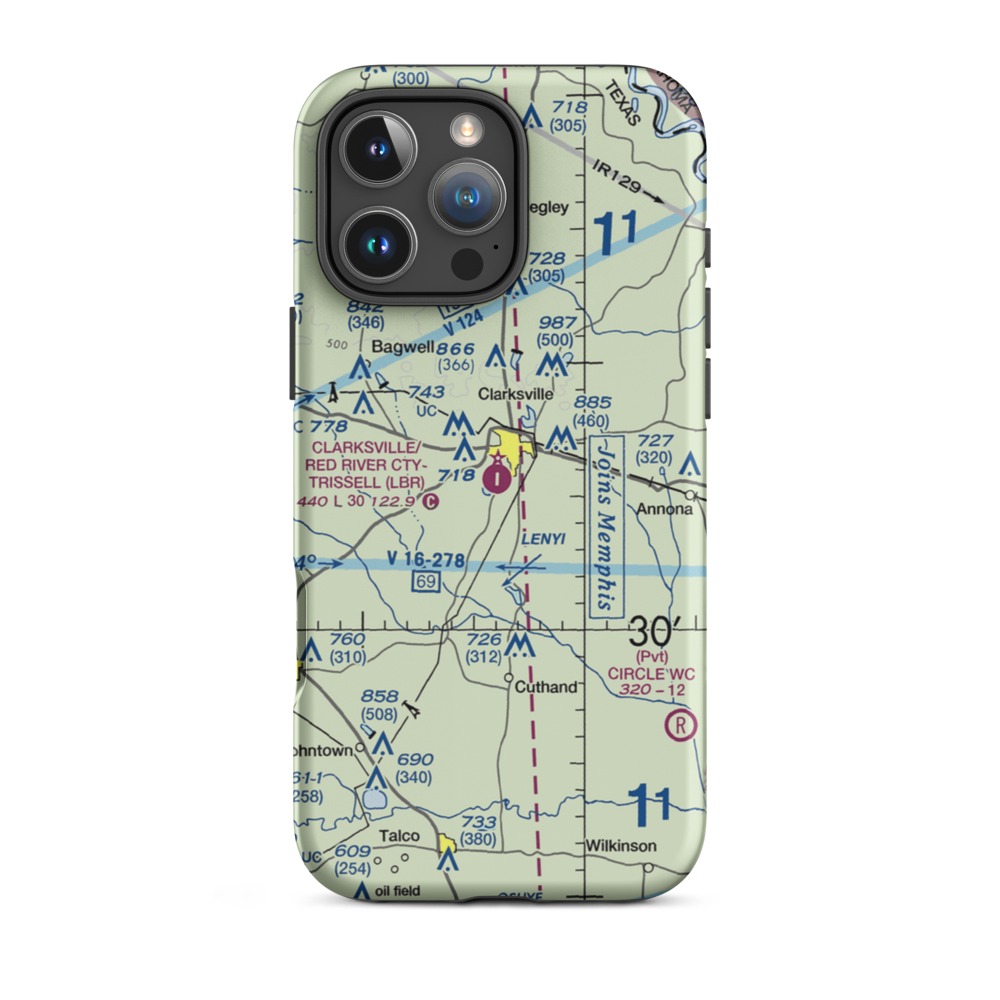 Clarksville Red River City-J D Trissell Field (LBR) VFR Sectional  Tough iPhone Case iPhone 16 Pro Max model shown