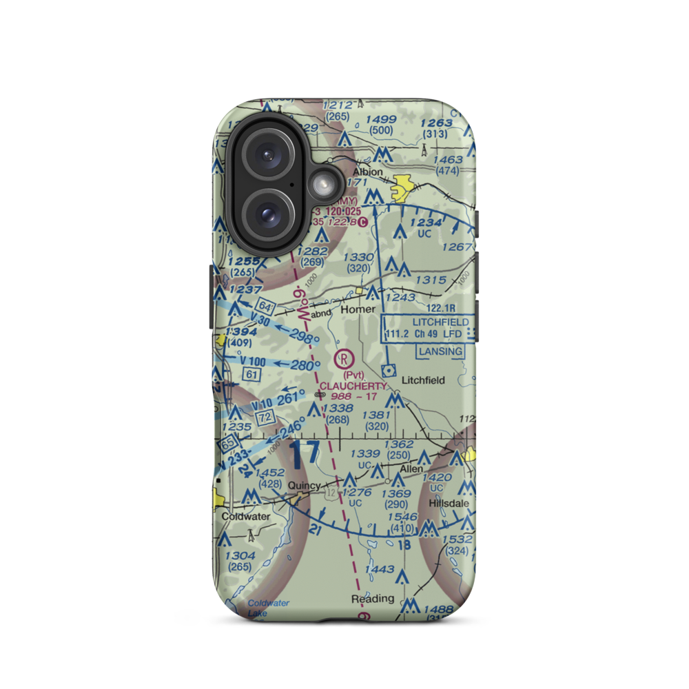 Claucherty Airport (MI35) VFR Sectional  Tough iPhone Case iPhone 16 model shown