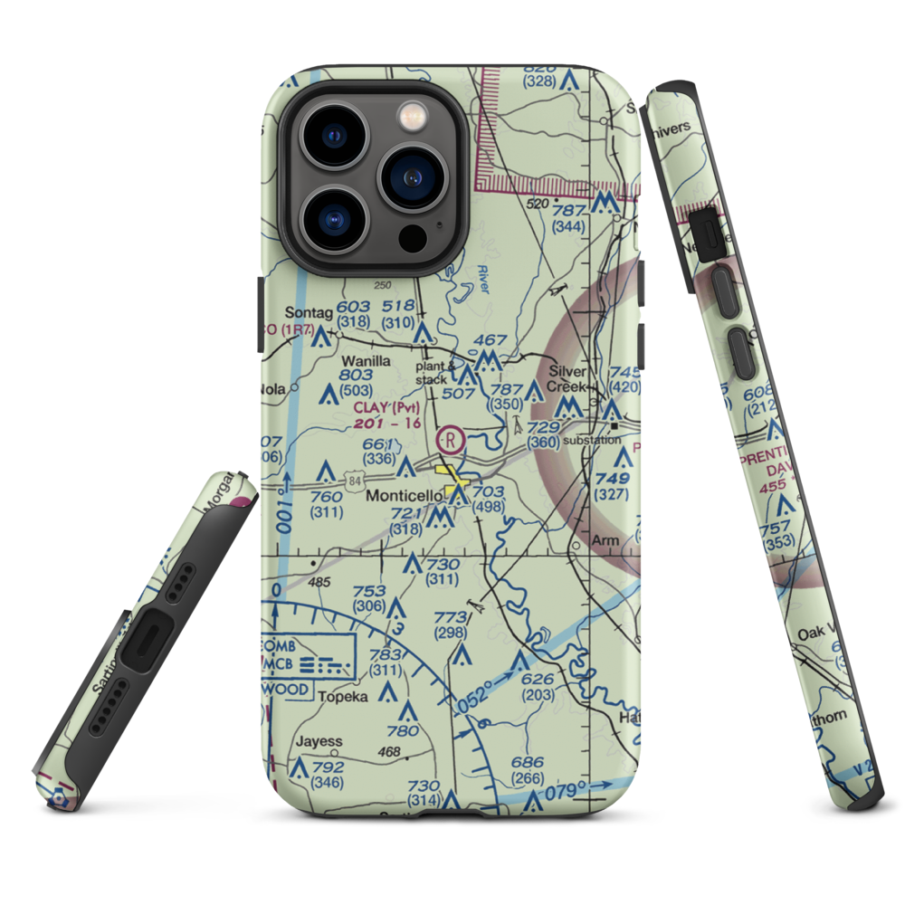 Clay Airport (MS50) VFR Sectional  Tough iPhone Case iPhone 13 Pro Max model shown