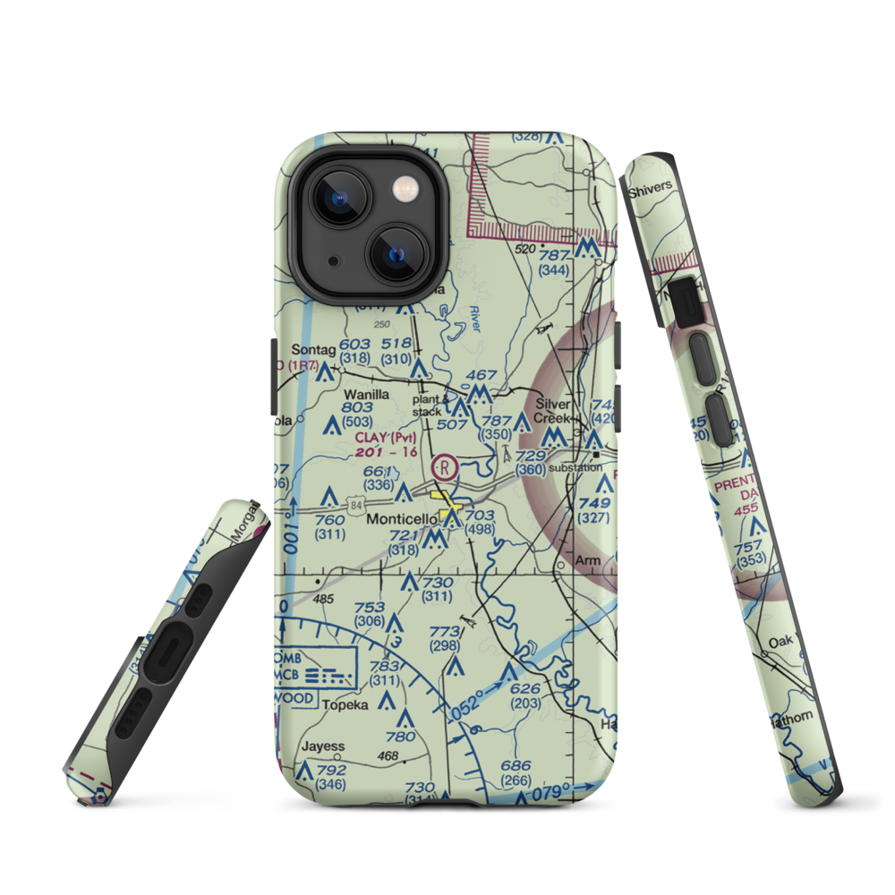 Clay Airport (MS50) VFR Sectional  Tough iPhone Case iPhone 14 model shown