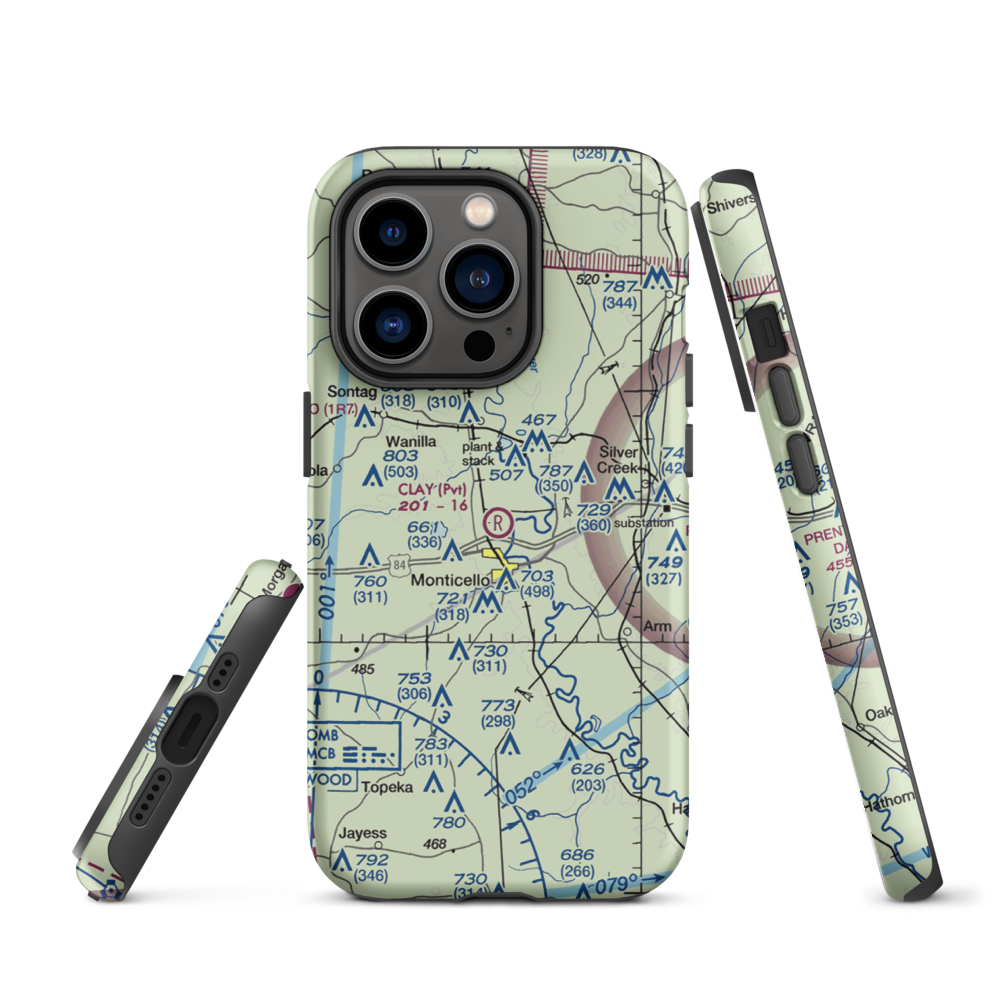 Clay Airport (MS50) VFR Sectional  Tough iPhone Case iPhone 14 Pro model shown