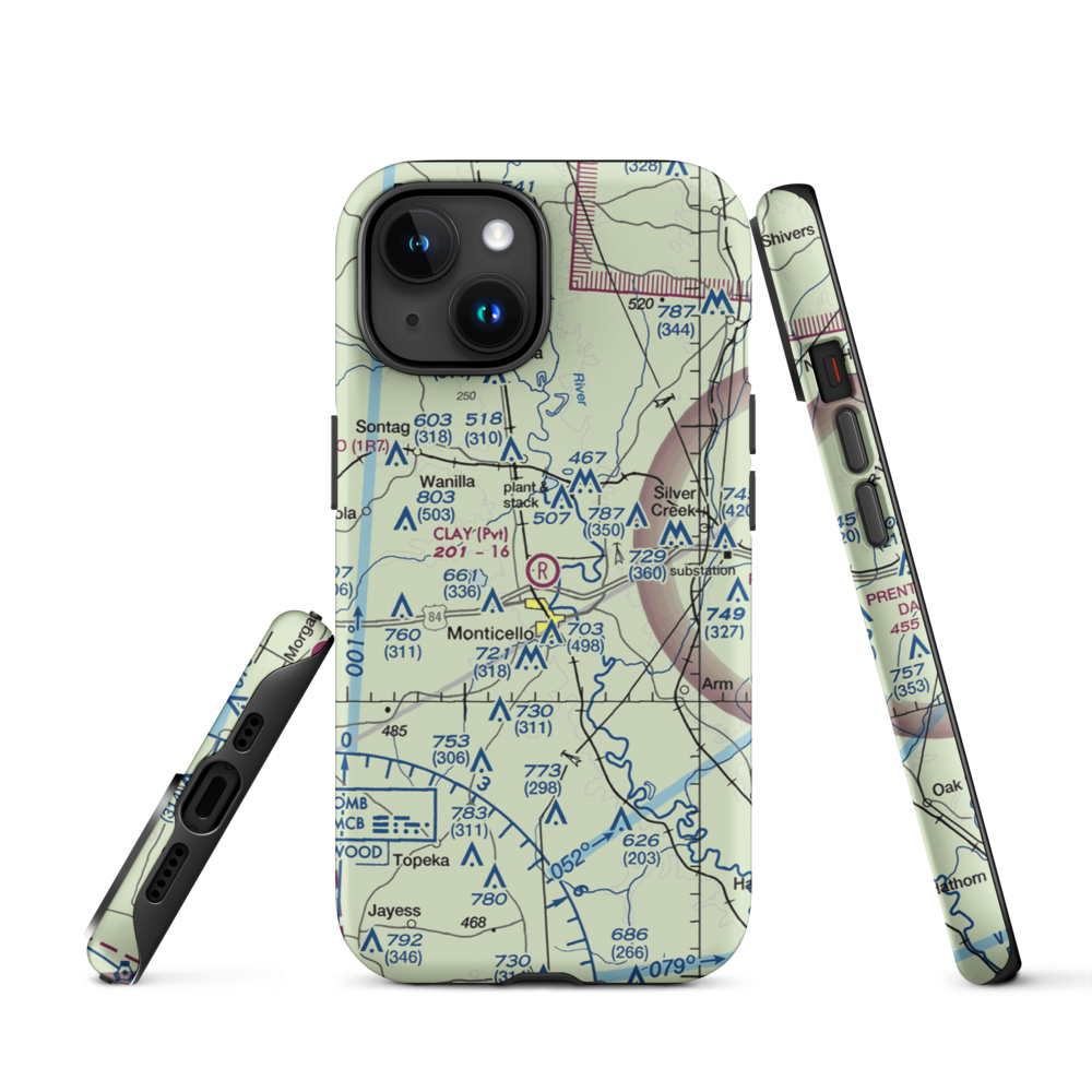 Clay Airport (MS50) VFR Sectional  Tough iPhone Case iPhone 15 model shown
