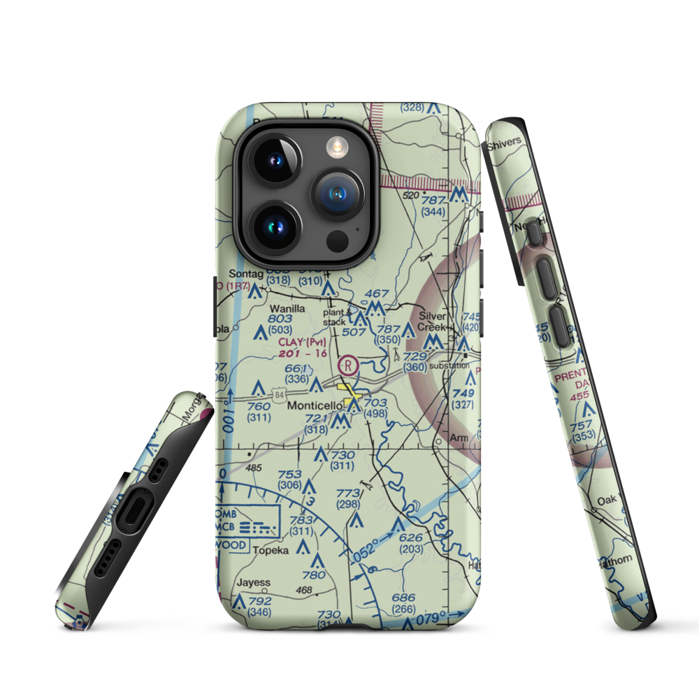 Clay Airport (MS50) VFR Sectional  Tough iPhone Case iPhone 15 Pro model shown