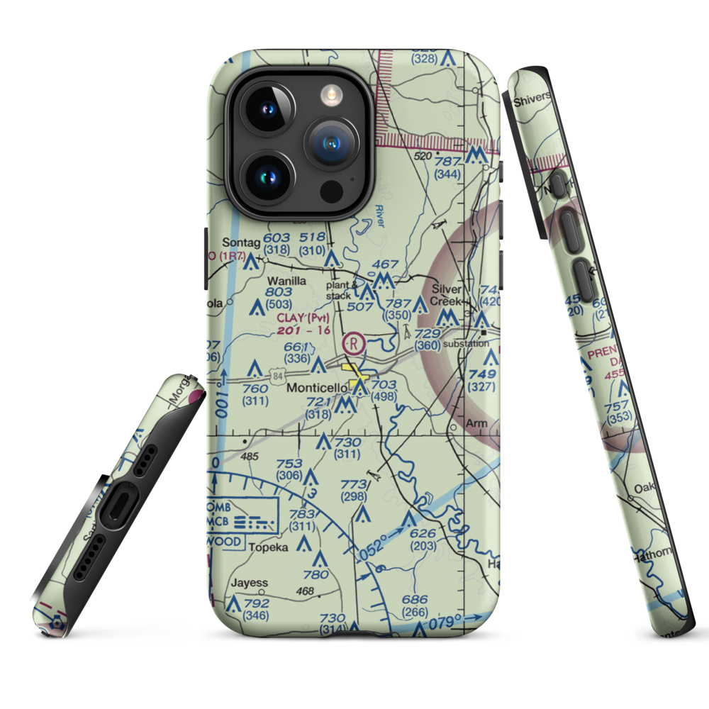 Clay Airport (MS50) VFR Sectional  Tough iPhone Case iPhone 15 Pro Max model shown