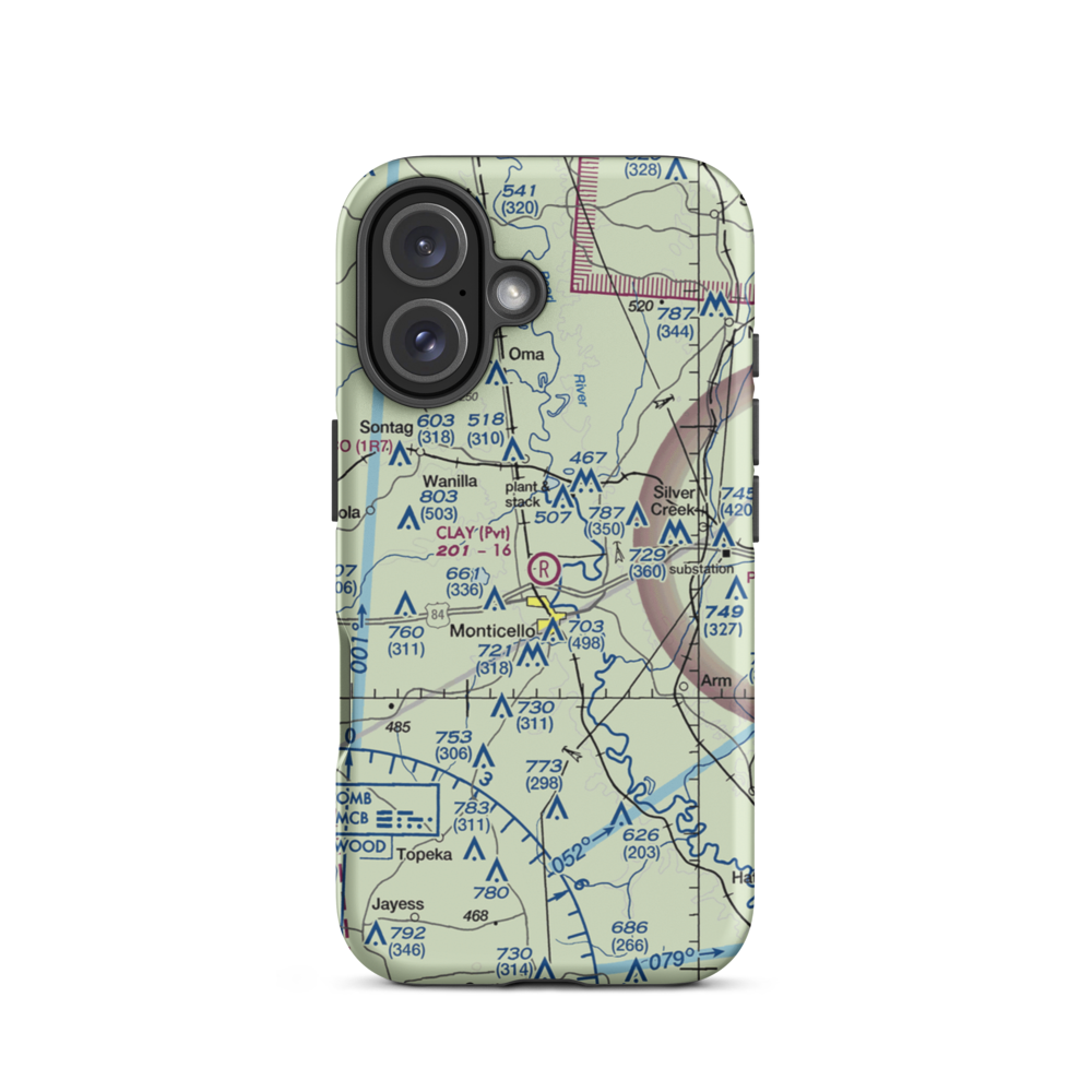 Clay Airport (MS50) VFR Sectional  Tough iPhone Case iPhone 16 model shown