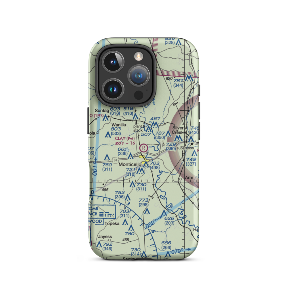 Clay Airport (MS50) VFR Sectional  Tough iPhone Case iPhone 16 Pro model shown
