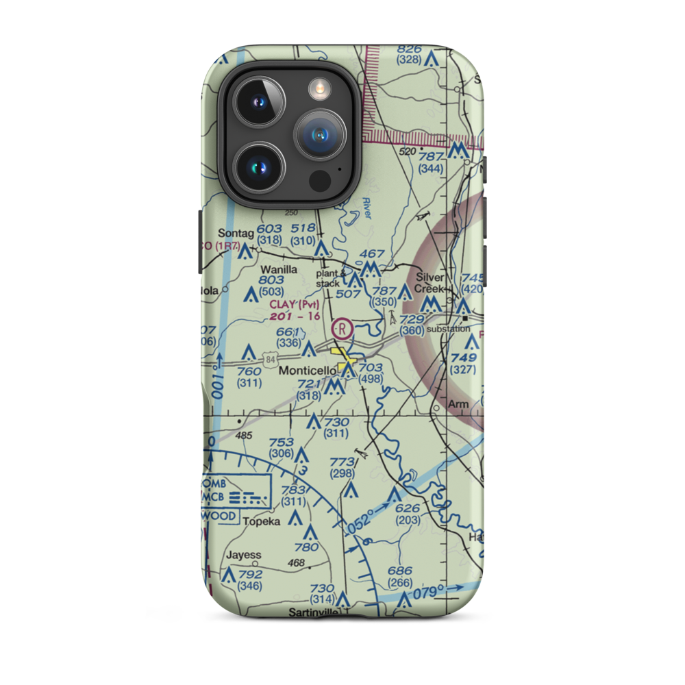 Clay Airport (MS50) VFR Sectional  Tough iPhone Case iPhone 16 Pro Max model shown