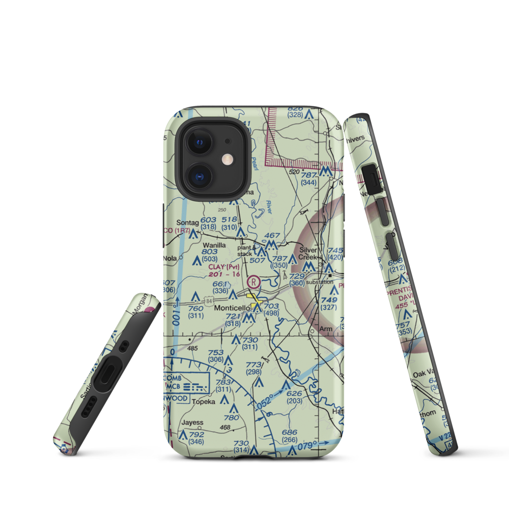 Clay Airport (MS50) VFR Sectional  Tough iPhone Case iPhone 12 mini model shown