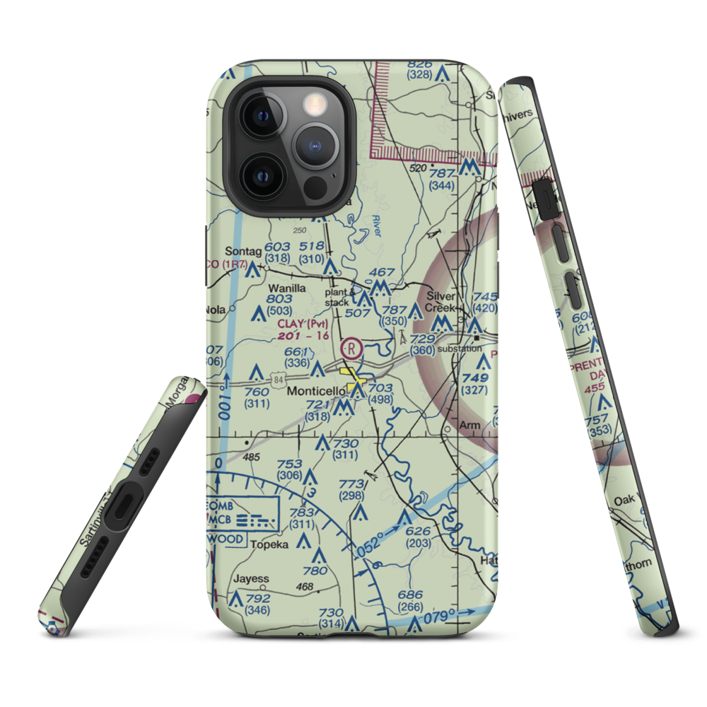 Clay Airport (MS50) VFR Sectional  Tough iPhone Case iPhone 12 Pro Max model shown