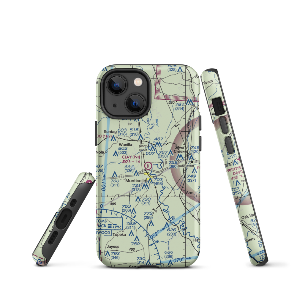 Clay Airport (MS50) VFR Sectional  Tough iPhone Case iPhone 13 mini model shown