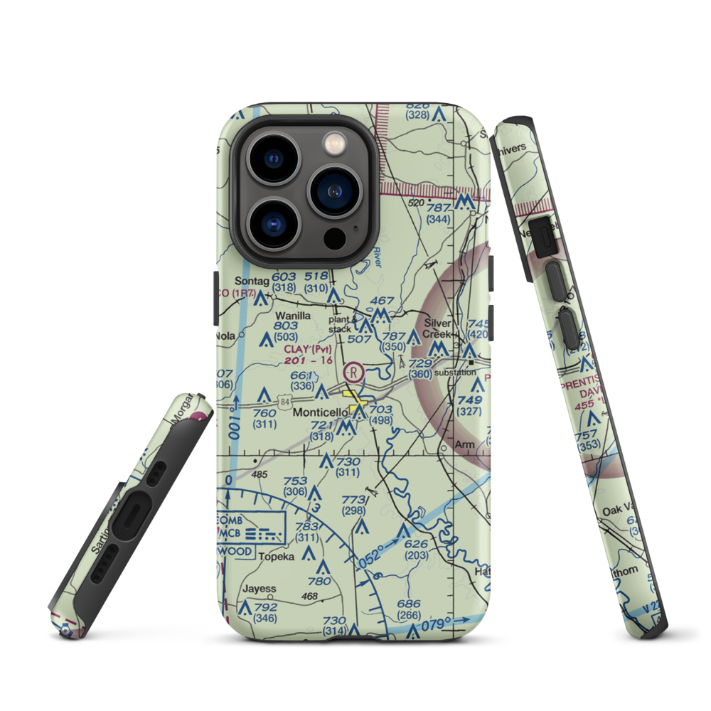 Clay Airport (MS50) VFR Sectional  Tough iPhone Case iPhone 13 Pro model shown