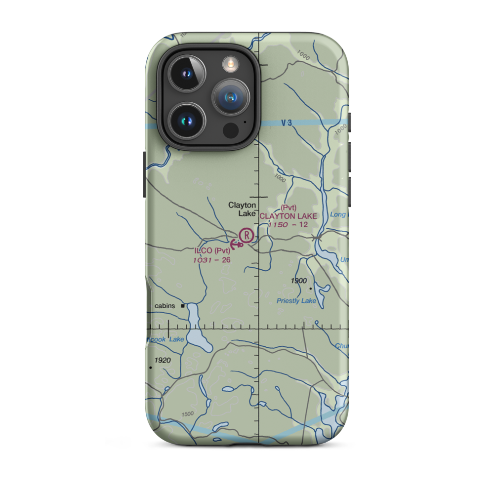 Clayton Lake Strip (ME19) VFR Sectional  Tough iPhone Case iPhone 16 Pro Max model shown