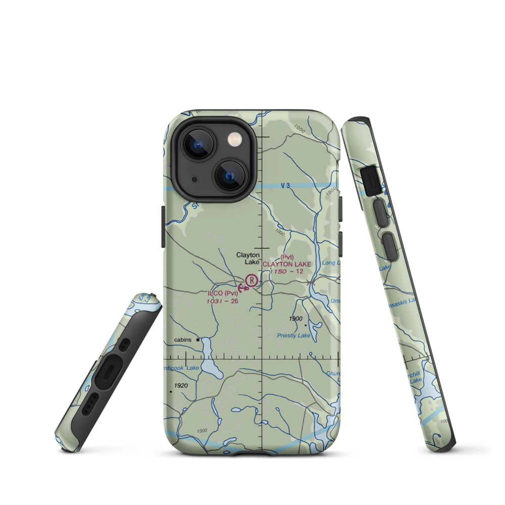 Clayton Lake Strip (ME19) VFR Sectional  Tough iPhone Case iPhone 13 mini model shown