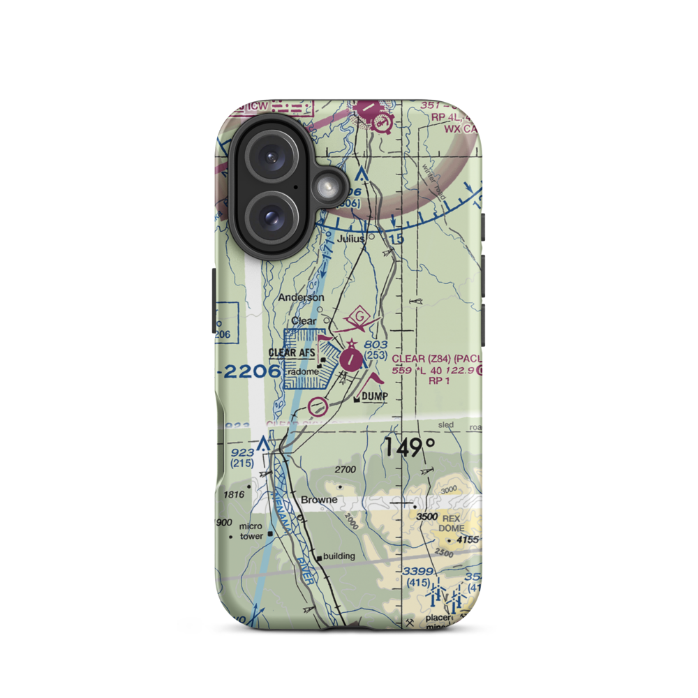 Clear Airport (Z84) VFR Sectional  Tough iPhone Case iPhone 16 model shown