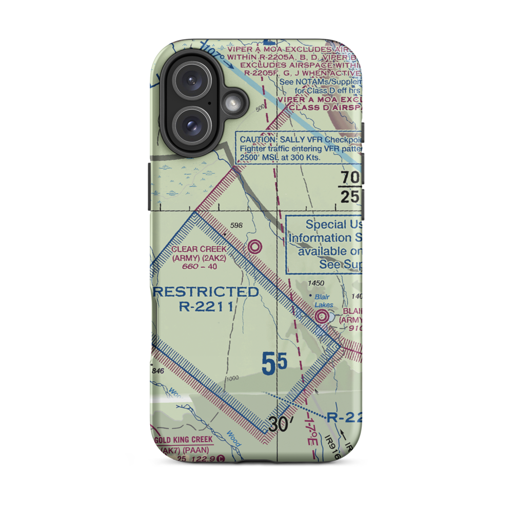 Clear Creek Airport (2AK2) VFR Sectional  Tough iPhone Case iPhone 16 Plus model shown