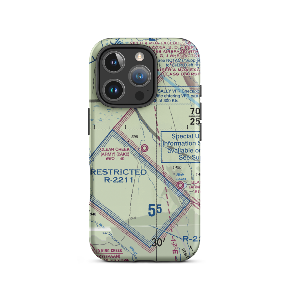 Clear Creek Airport (2AK2) VFR Sectional  Tough iPhone Case iPhone 16 Pro model shown