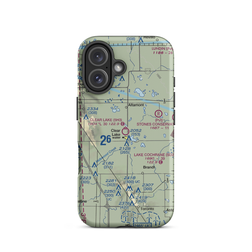 Clear Lake Municipal Airport (5H3) VFR Sectional  Tough iPhone Case iPhone 16 model shown