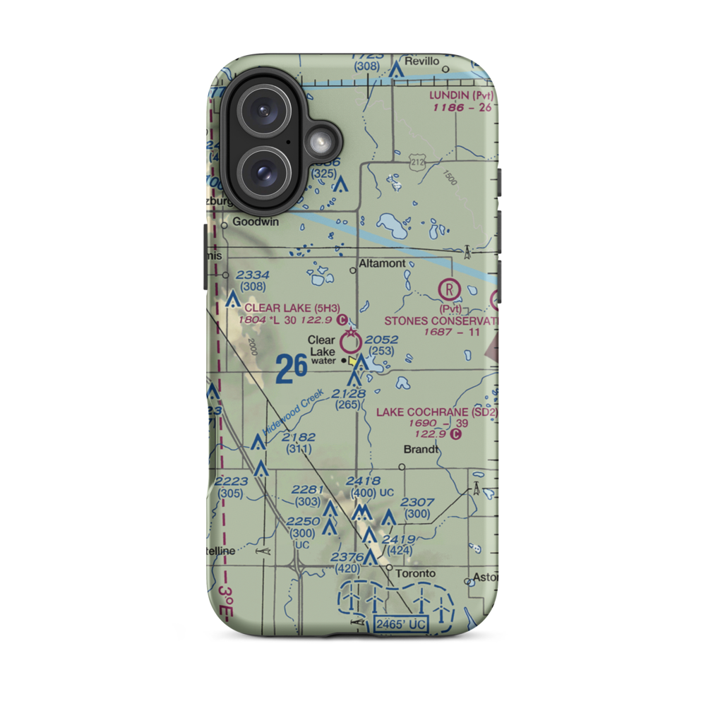 Clear Lake Municipal Airport (5H3) VFR Sectional  Tough iPhone Case iPhone 16 Plus model shown
