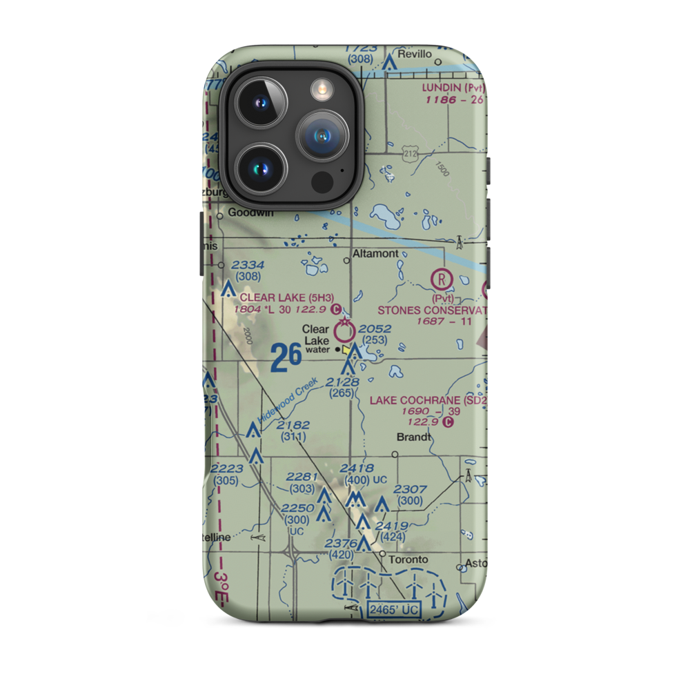 Clear Lake Municipal Airport (5H3) VFR Sectional  Tough iPhone Case iPhone 16 Pro Max model shown