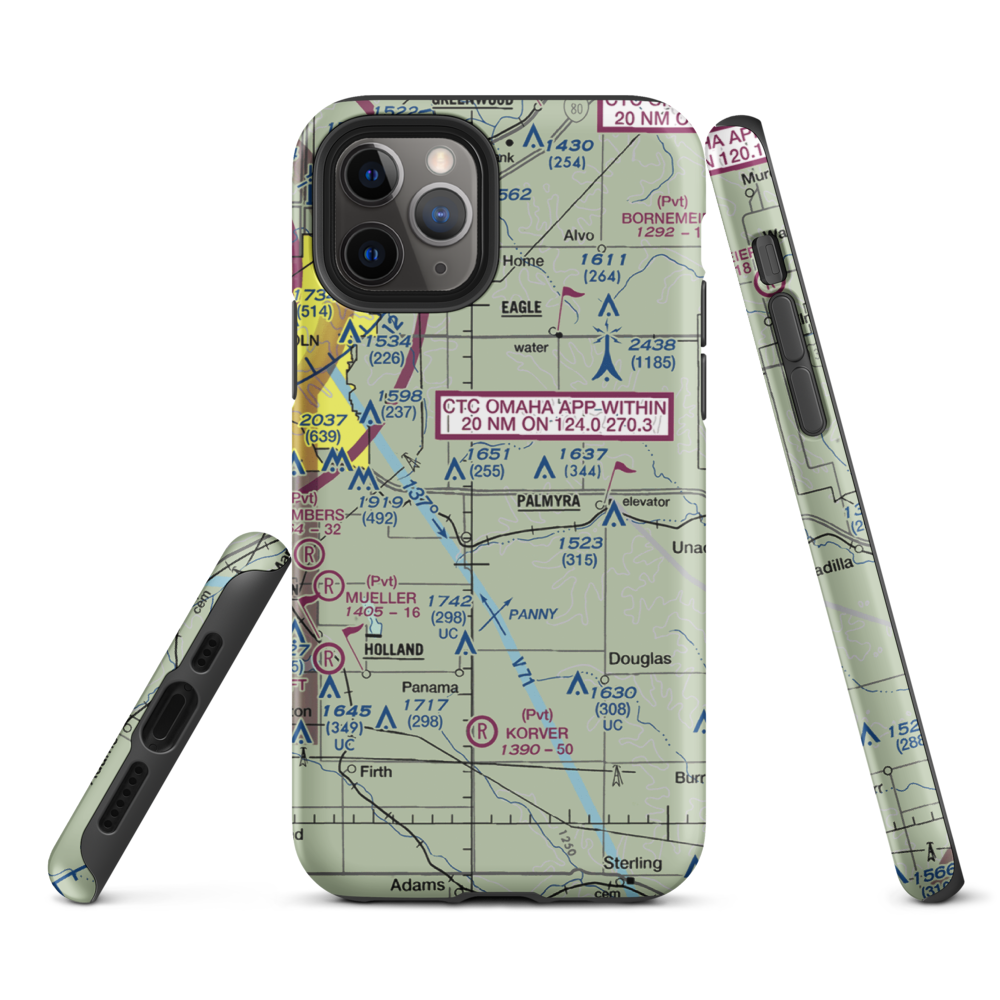 Clearidge Airport (NE33) VFR Sectional  Tough iPhone Case iPhone 11 Pro model shown