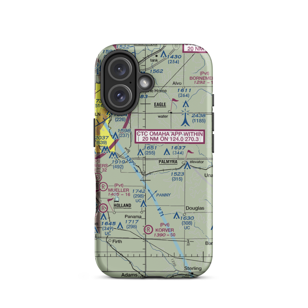 Clearidge Airport (NE33) VFR Sectional  Tough iPhone Case iPhone 16 model shown