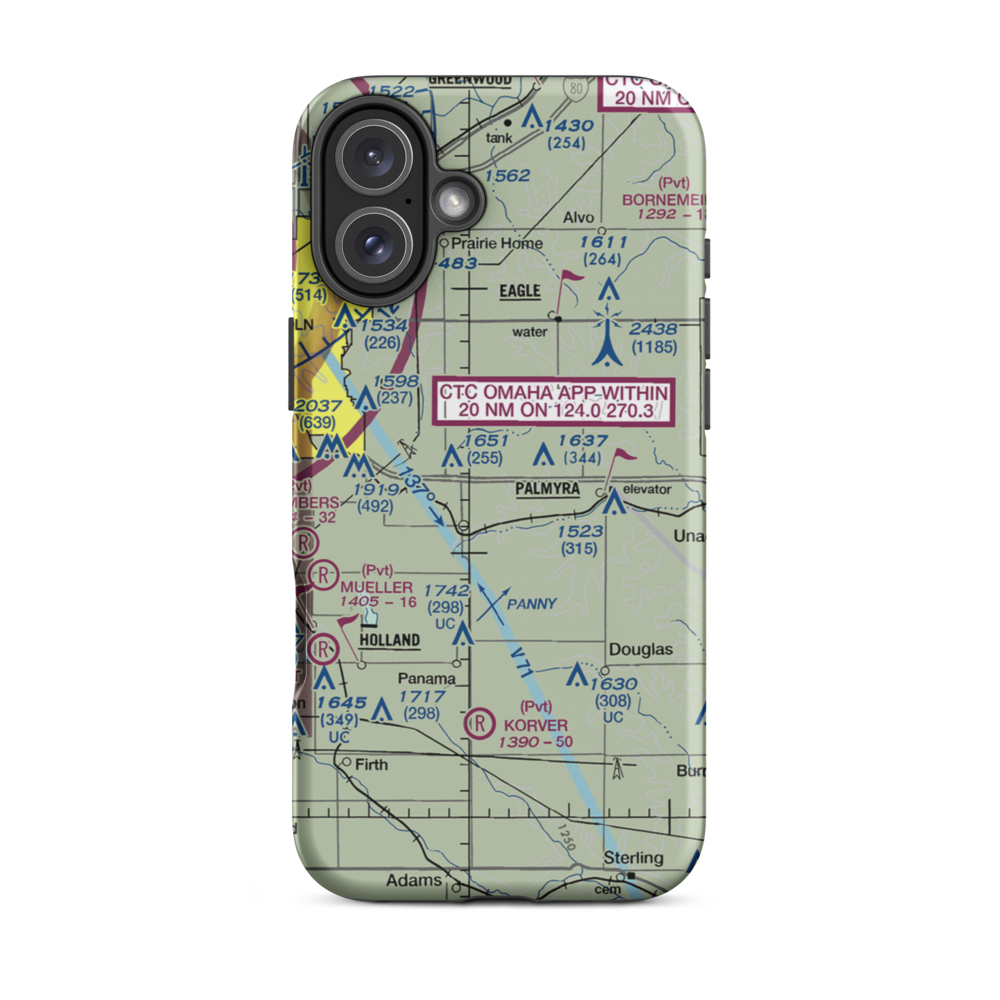 Clearidge Airport (NE33) VFR Sectional  Tough iPhone Case iPhone 16 Plus model shown