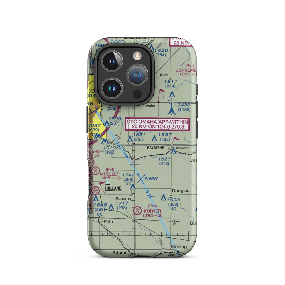 Clearidge Airport (NE33) VFR Sectional  Tough iPhone Case iPhone 16 Pro model shown