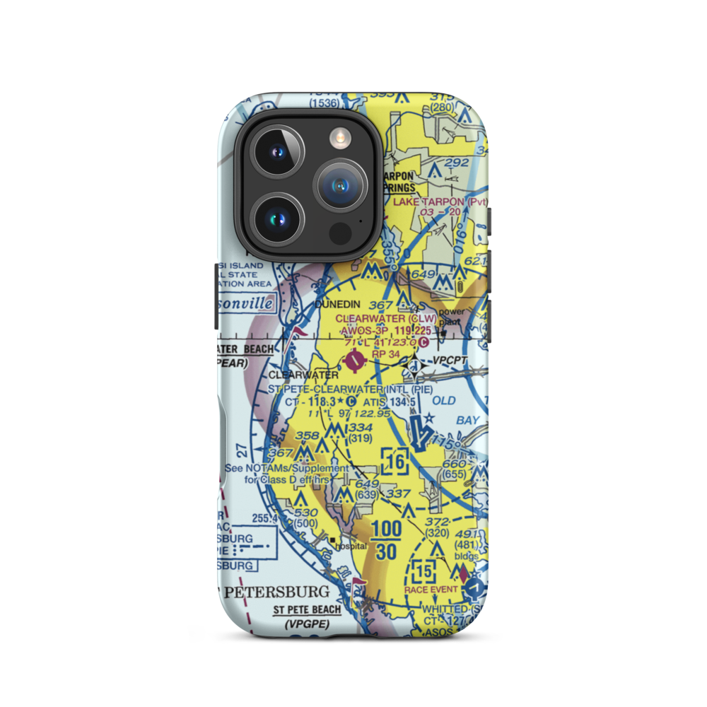Clearwater Air Park (CLW) VFR Sectional  Tough iPhone Case iPhone 16 Pro model shown